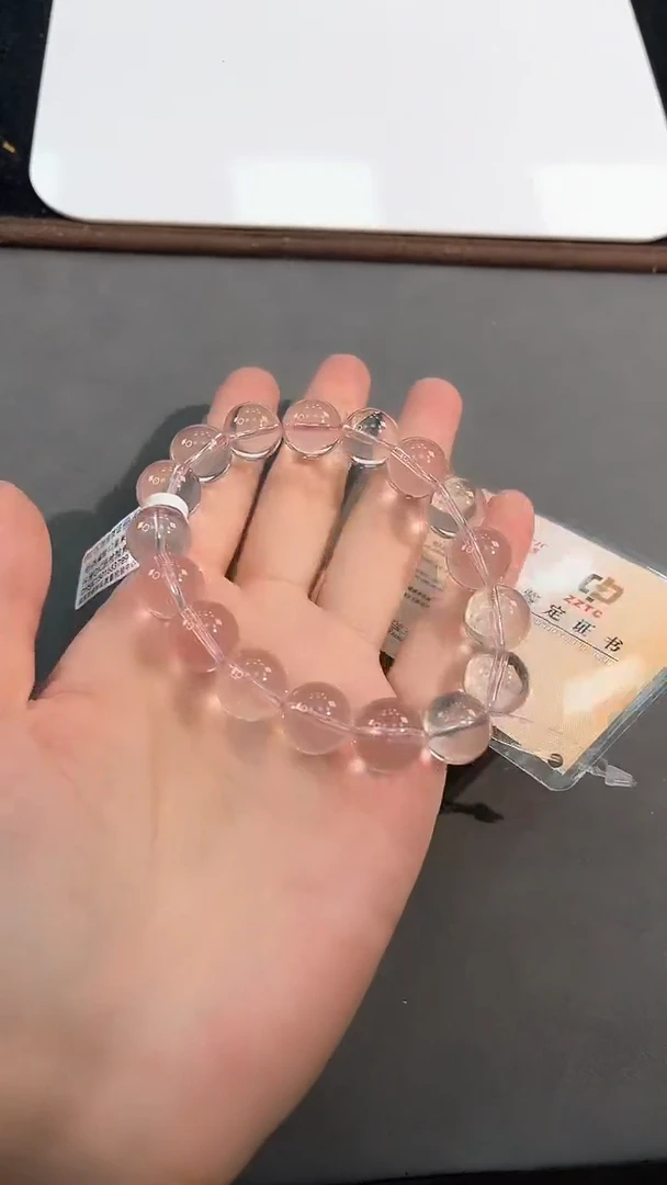 水晶手链未镶嵌27号冰菊粉单圈12mm
