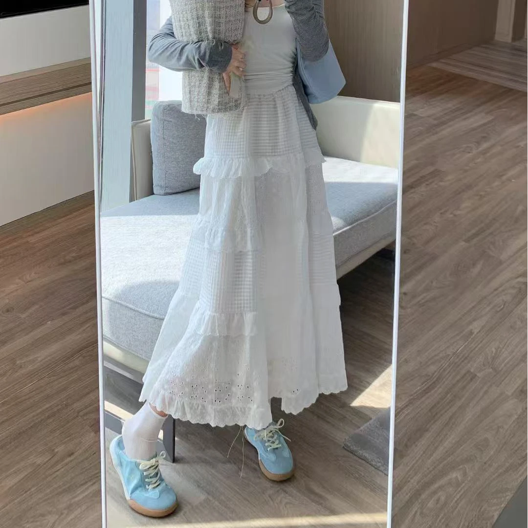 春夏极简风百搭纯色小白裙蛋糕裙