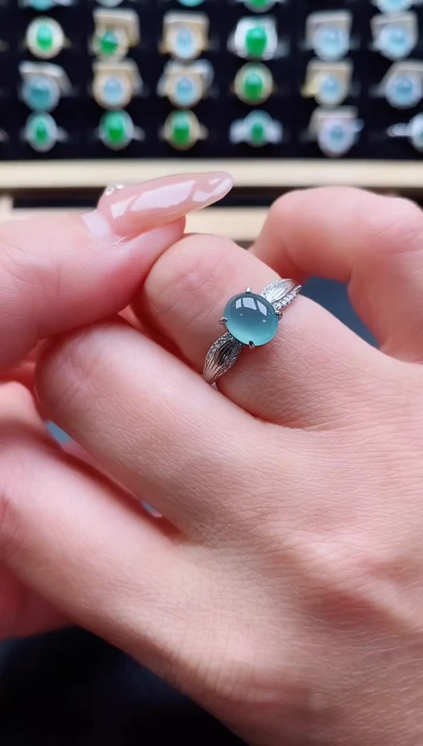 银S925镶嵌戒指翡翠1