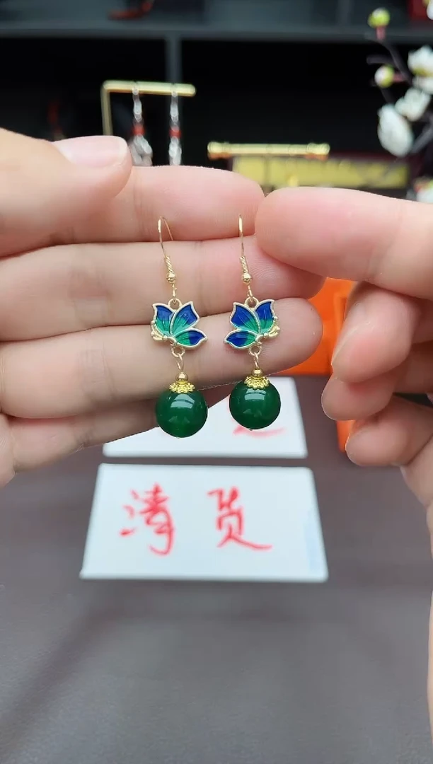 玛瑙/玉髓耳钉银S925镶嵌3370000