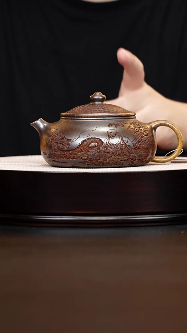 茶壶紫砂宜兴紫砂 祥龙寒江龙骨金砂 李志刚