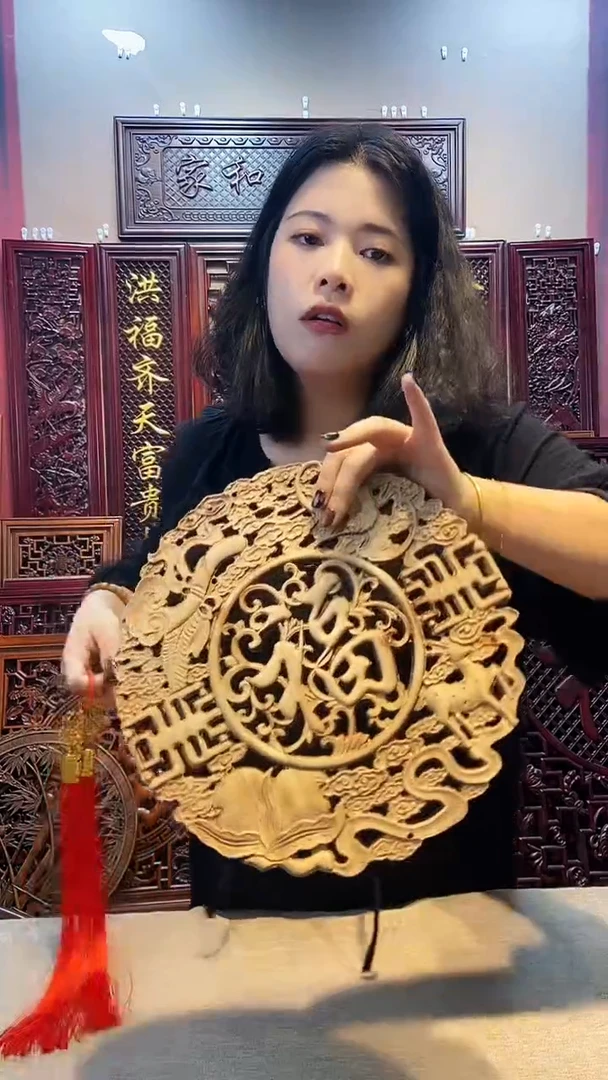 香樟木木雕款28公分福禄寿喜 白坯