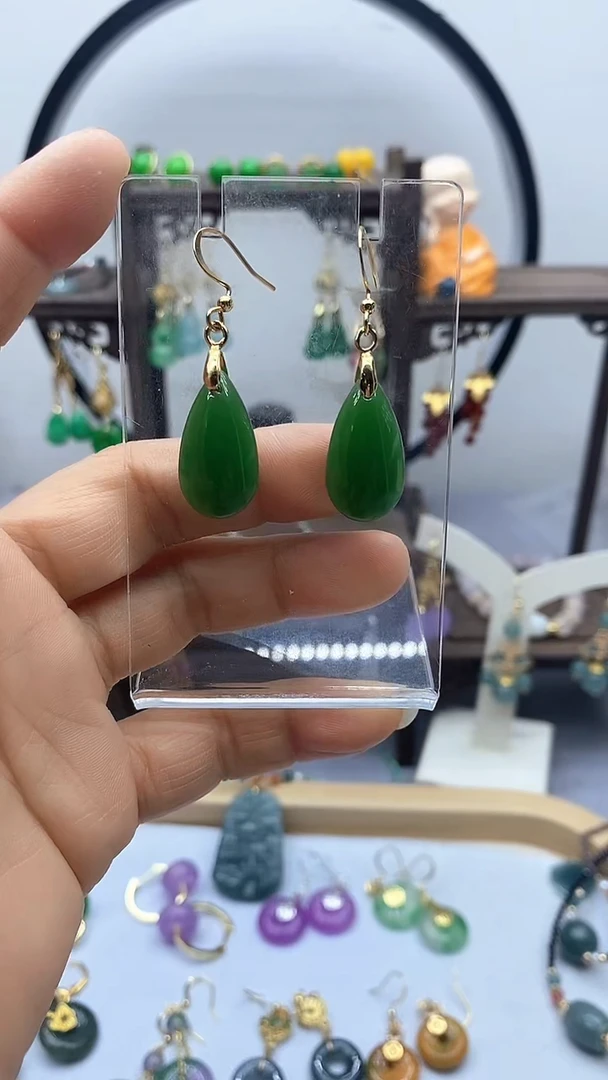 和田玉14K金镶嵌耳饰21