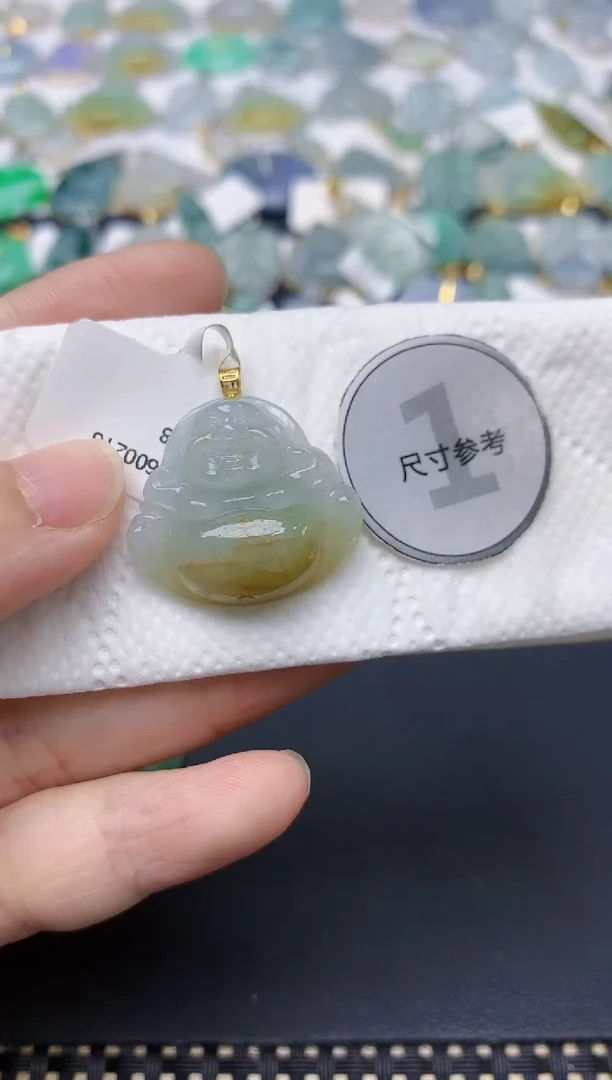 翡翠18K金镶嵌颈饰天然缅甸A货翡翠