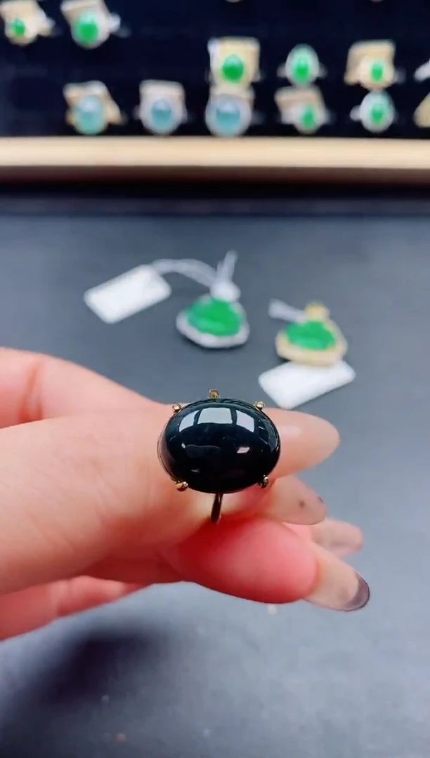 银S925镶嵌戒指翡翠1