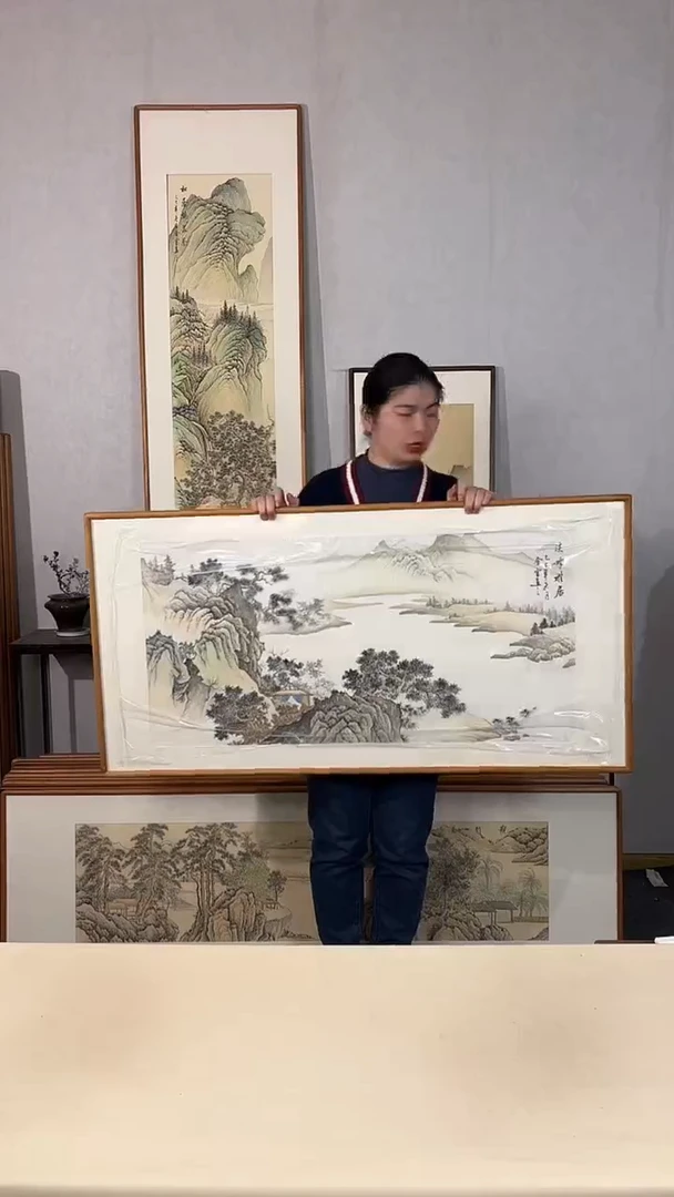 国画手绘*溪畔雅居*62*122cm