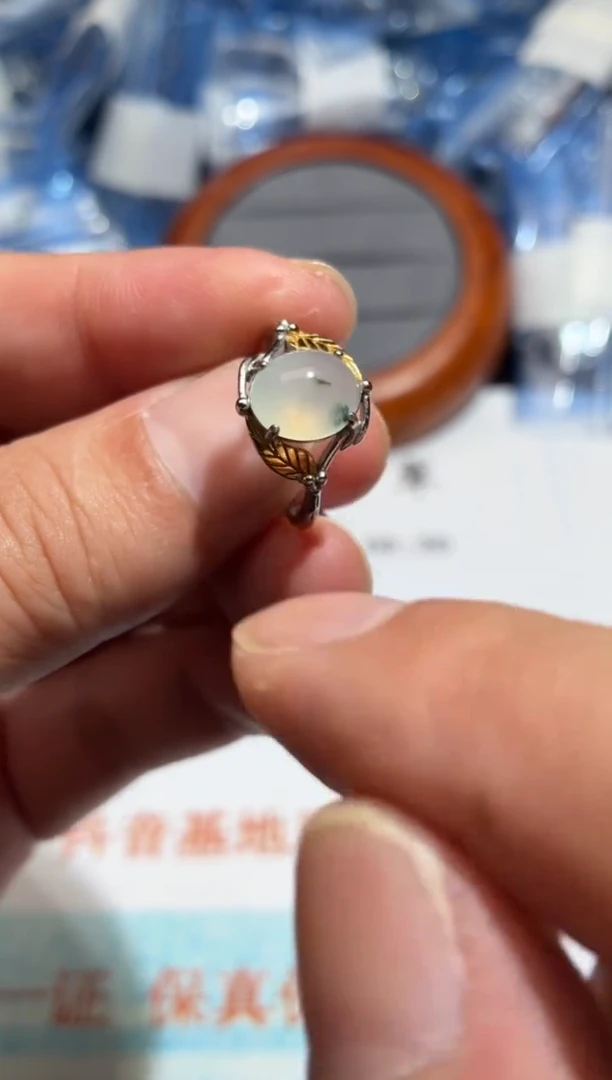 定制翡翠银S925镶嵌天然翡翠【戒指17974】