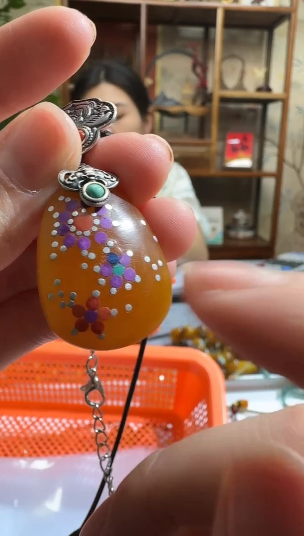 银S925镶嵌颈饰蜜蜡7505天然蜜蜡珠宝奇石假一赔十