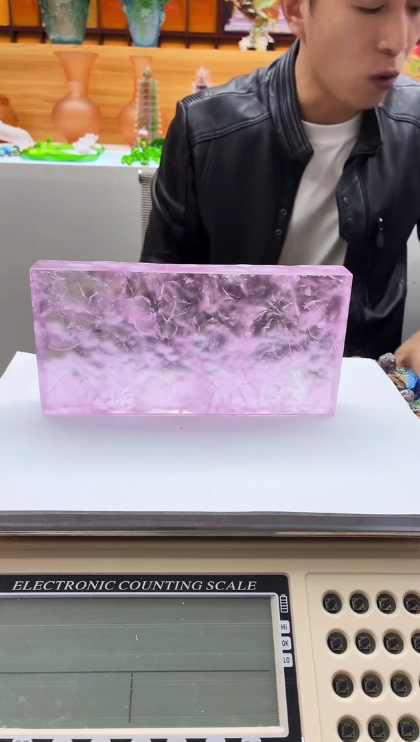 手工艺品琉璃粉色冰裂纹干泡台20*10*2.5公分