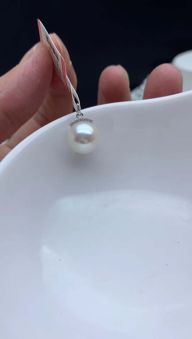 银S925镶嵌FF淡水珍珠白珠吊坠(赠链）