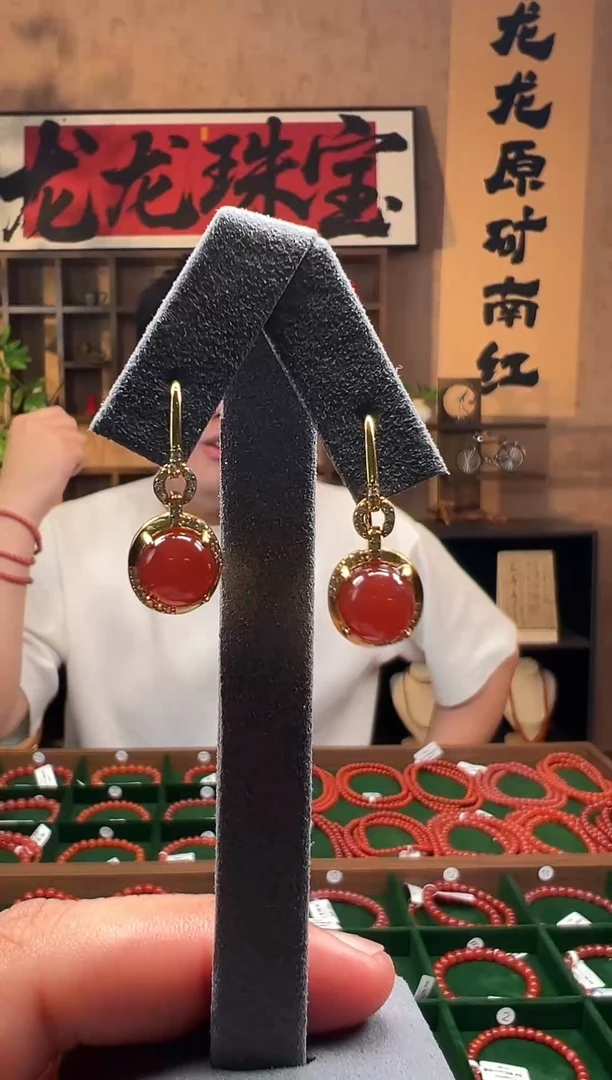 南红玛瑙银S925镶嵌耳饰原矿耳坠/多样性发货