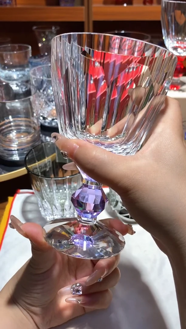 手工艺品玻璃高脚杯K９紫色