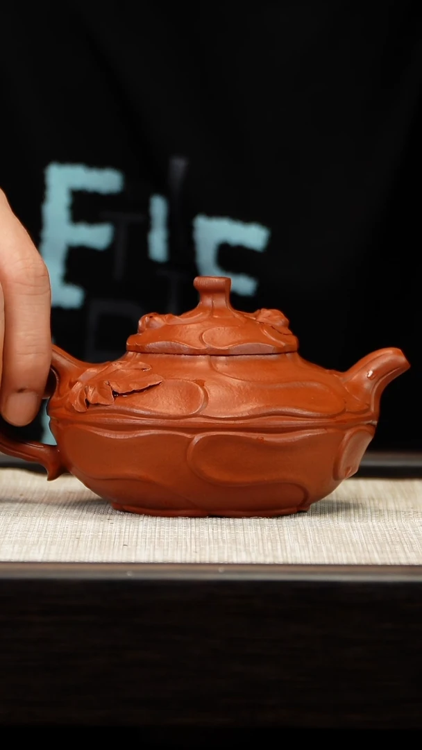 茶壶紫砂m*s朱泥全手风卷亏