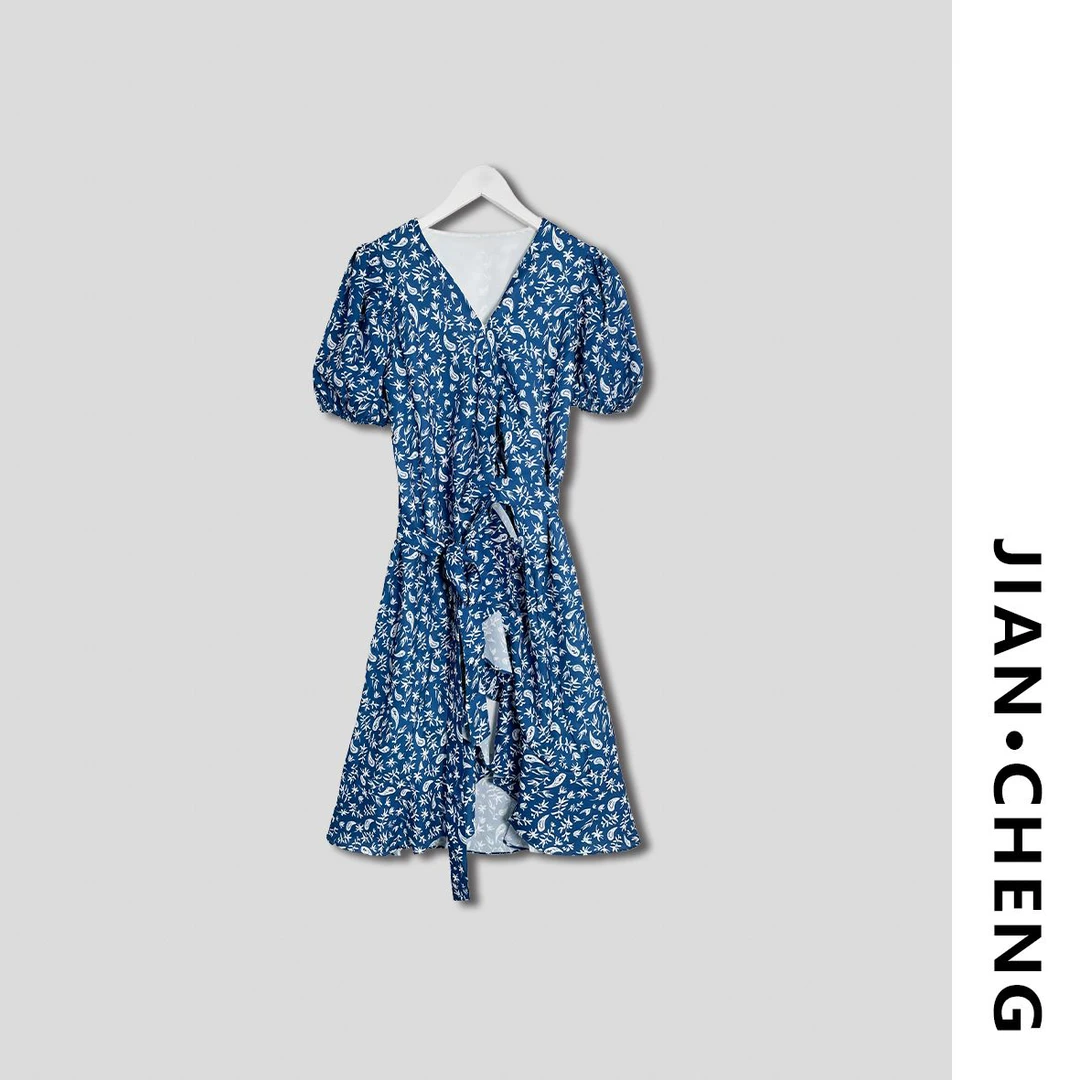 【简柽】V领收腰茶歇裙D507-4423