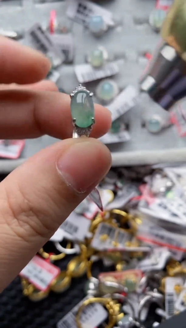 【闪购商品】翡翠戒指银S925镶嵌444444---7
