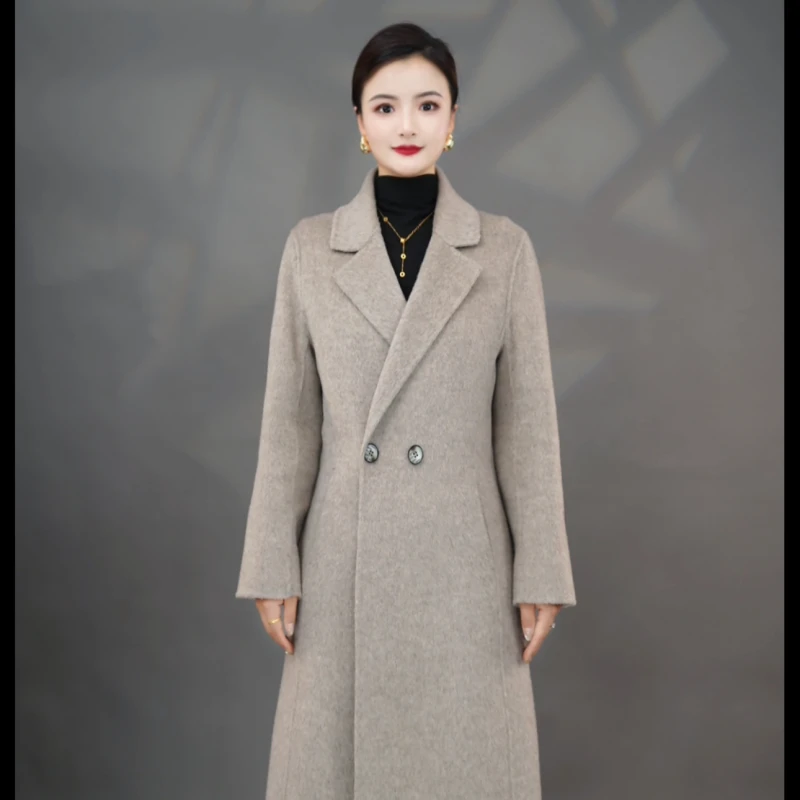 瑞珂大衣秋冬新款高端100%羊毛毛呢外套正肩修身显瘦不起球