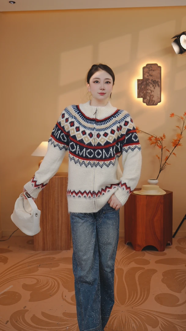 简爱（曼巴大鹅费尔岛拉链毛衣女装针织）