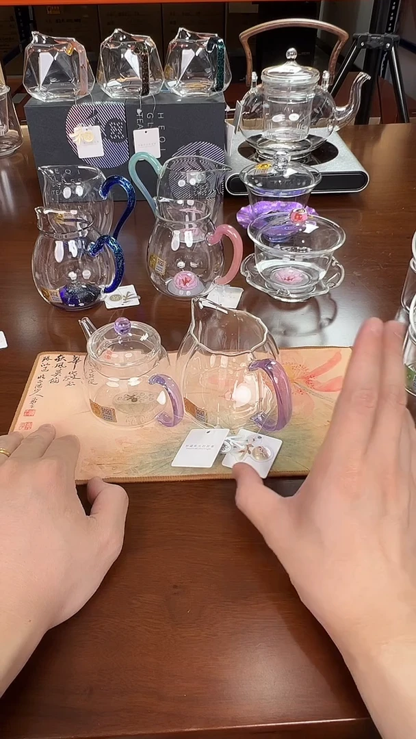 @@禾器晶彩言卿壶浅紫色+倾妍紫+禾器荷花茶巾1