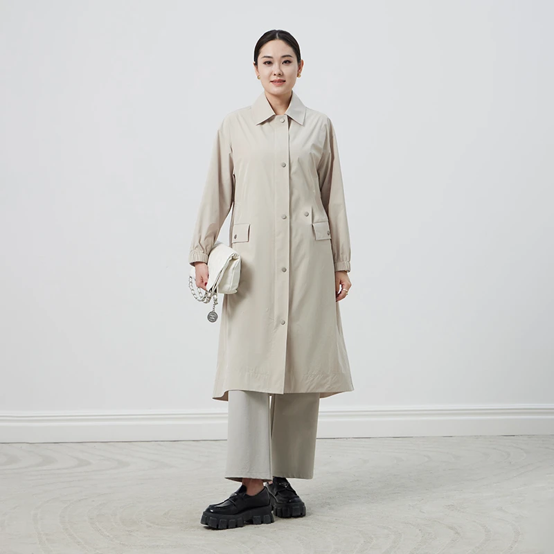 CLASSY SANONG萨侬女装春季新款经典日常通勤翻领百搭长风衣