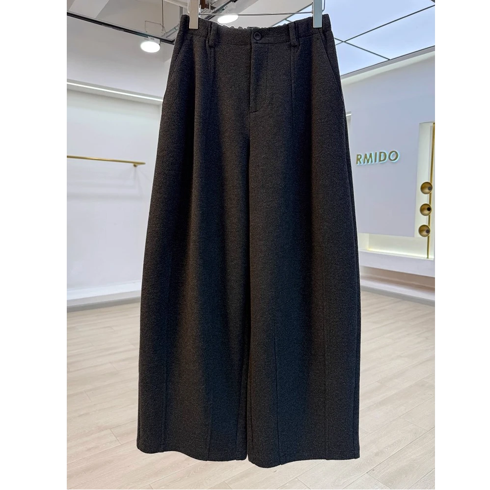 300斤加肥大码宽松垂感加厚磨毛弯刀裤男女装秋冬休闲阔腿香蕉裤2