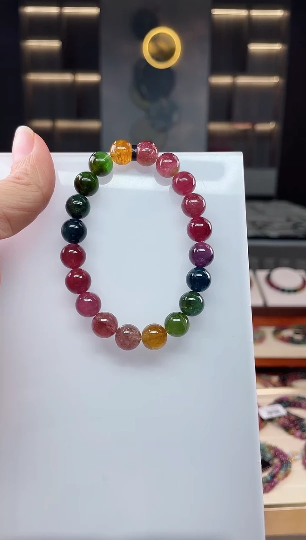 未镶嵌老矿碧玺单圈手串9mm+碧玺（多样性发一条）Q