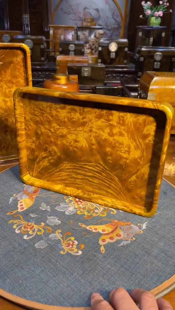 乌木类成套家具金丝楠木瘤疤托盘3