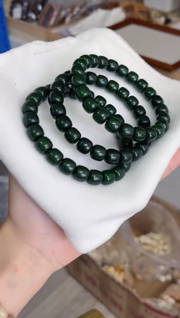 菩提根/象牙果手串s81干磨娘娘绿桶珠9*10手串