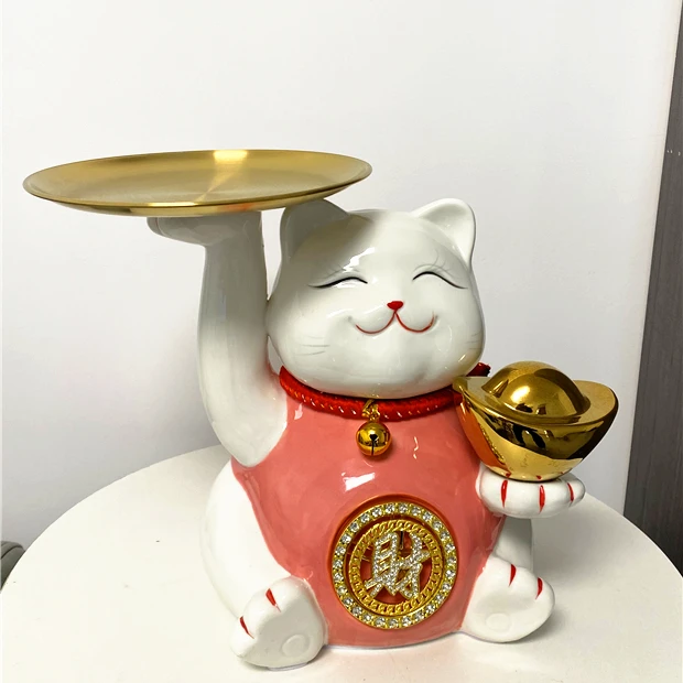 礼品招财猫创意家居装饰陶瓷工艺品摆件高级感客厅玄关酒柜装饰品
