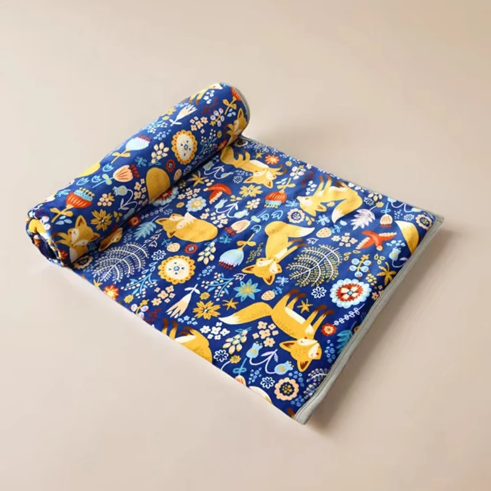 1.5*2米绒毯被 蓝色小狐狸保暖冬季柔软多功能双面