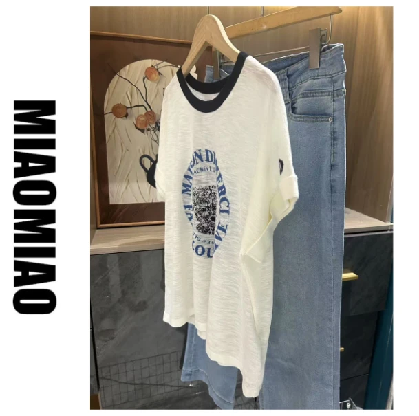 2025夏季新款韩版亚麻小熊绣花宽松针织打底衫上衣女923