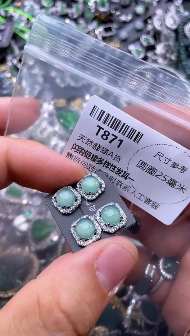 【闪购商品】翡翠颈饰未镶嵌T871耳钉 多样性发其一