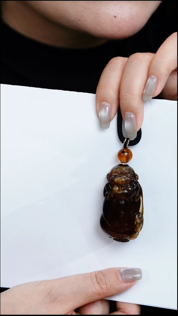 琥珀吊坠(不含链)未镶嵌缅珀紫罗兰貔貅吊坠 克重24g