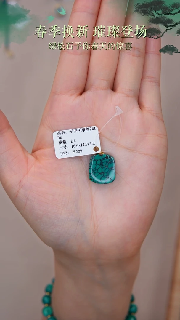 【闪购商品】绿松石吊坠(赠链)18K金镶嵌1