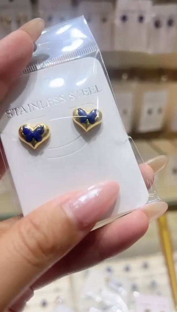 银S925镀金镶嵌青金石耳饰@@