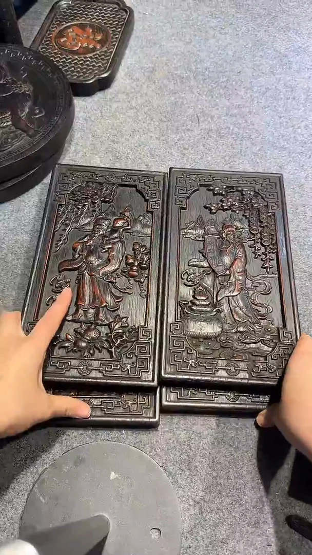 木紫檀拆件雕刻板以直播间实物为准微瑕老物件