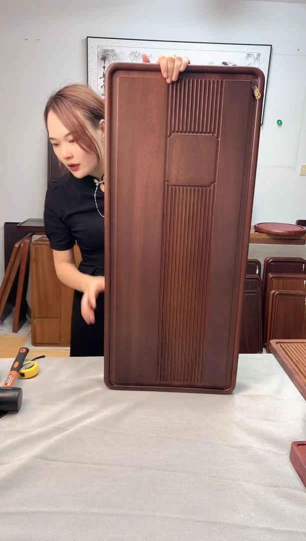 90*40*4花梨木实木茶盘同福胡桃色