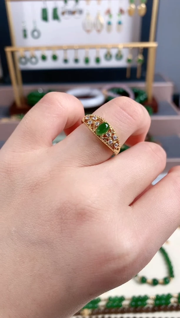 银S925镶嵌戒指和田玉1