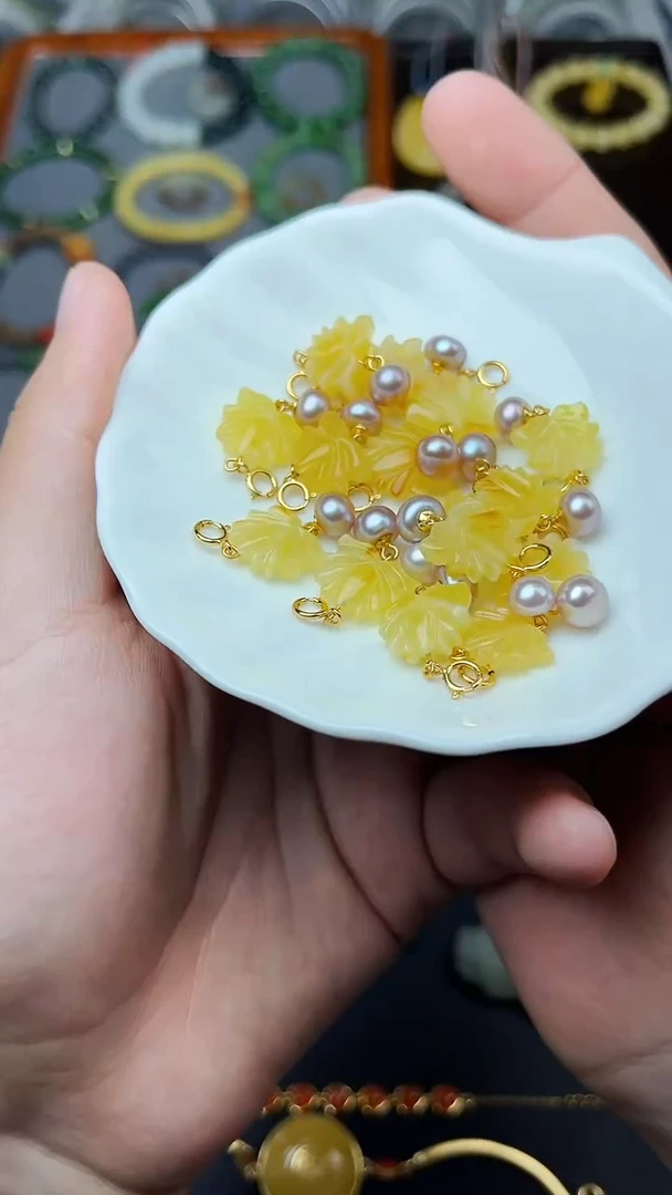 蜜蜡颈饰银S925镶嵌宝相花多样性拍一发一 06