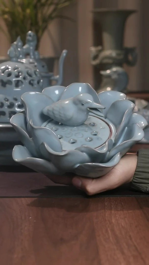 茉***?荷花翠鸟炉········