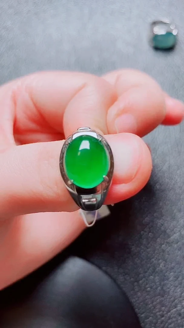 银S925镶嵌戒指翡翠翡翠