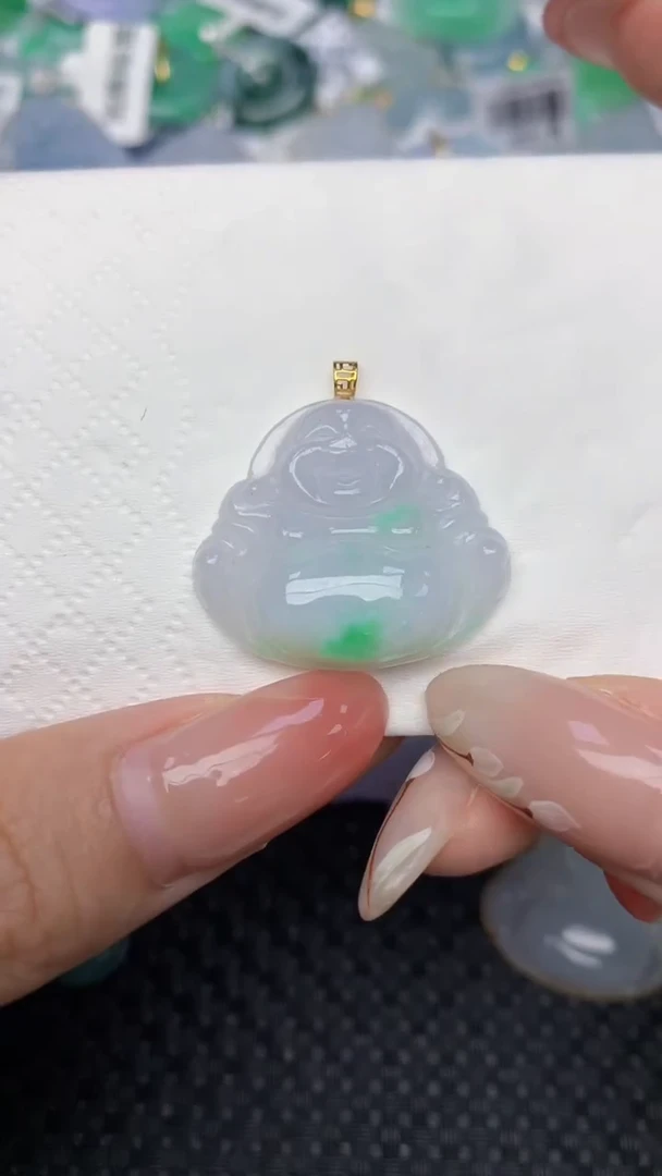 翡翠18K金镶嵌颈饰天然翡翠a货