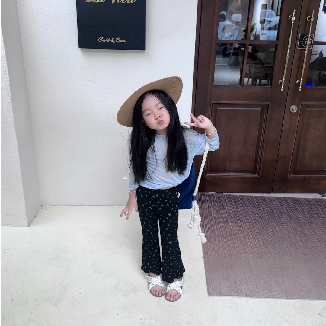 壹妈童装女童时髦套装夏季新款洋气女宝休闲百搭蓝色防晒衣碎花裤