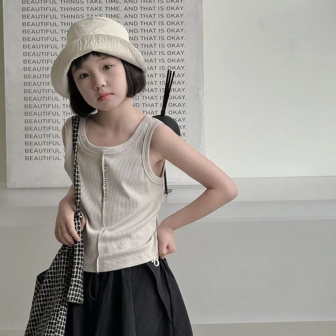 夏款女童杏色背心 6295 驰系