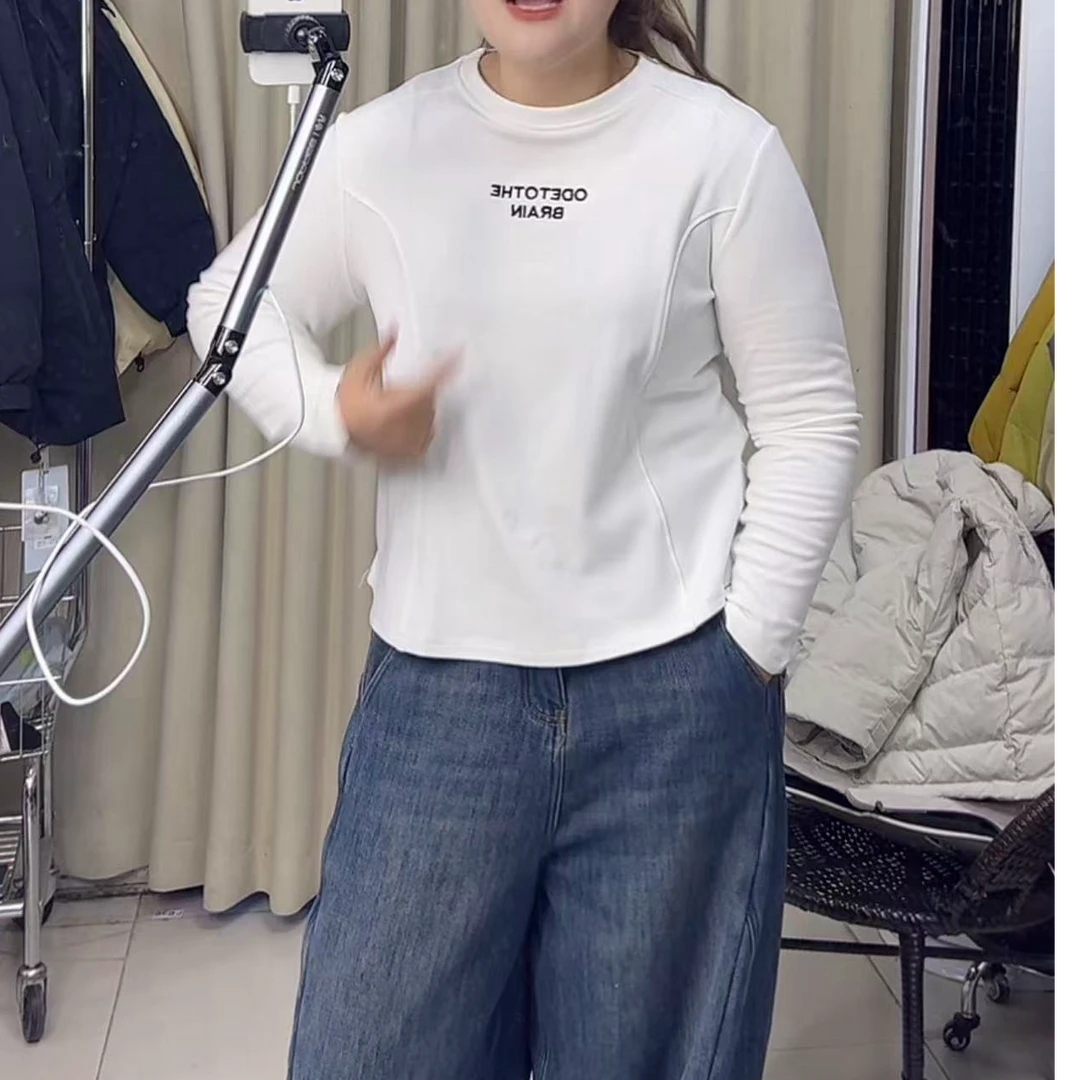时尚学院风潮流常规款长袖圆领女T恤