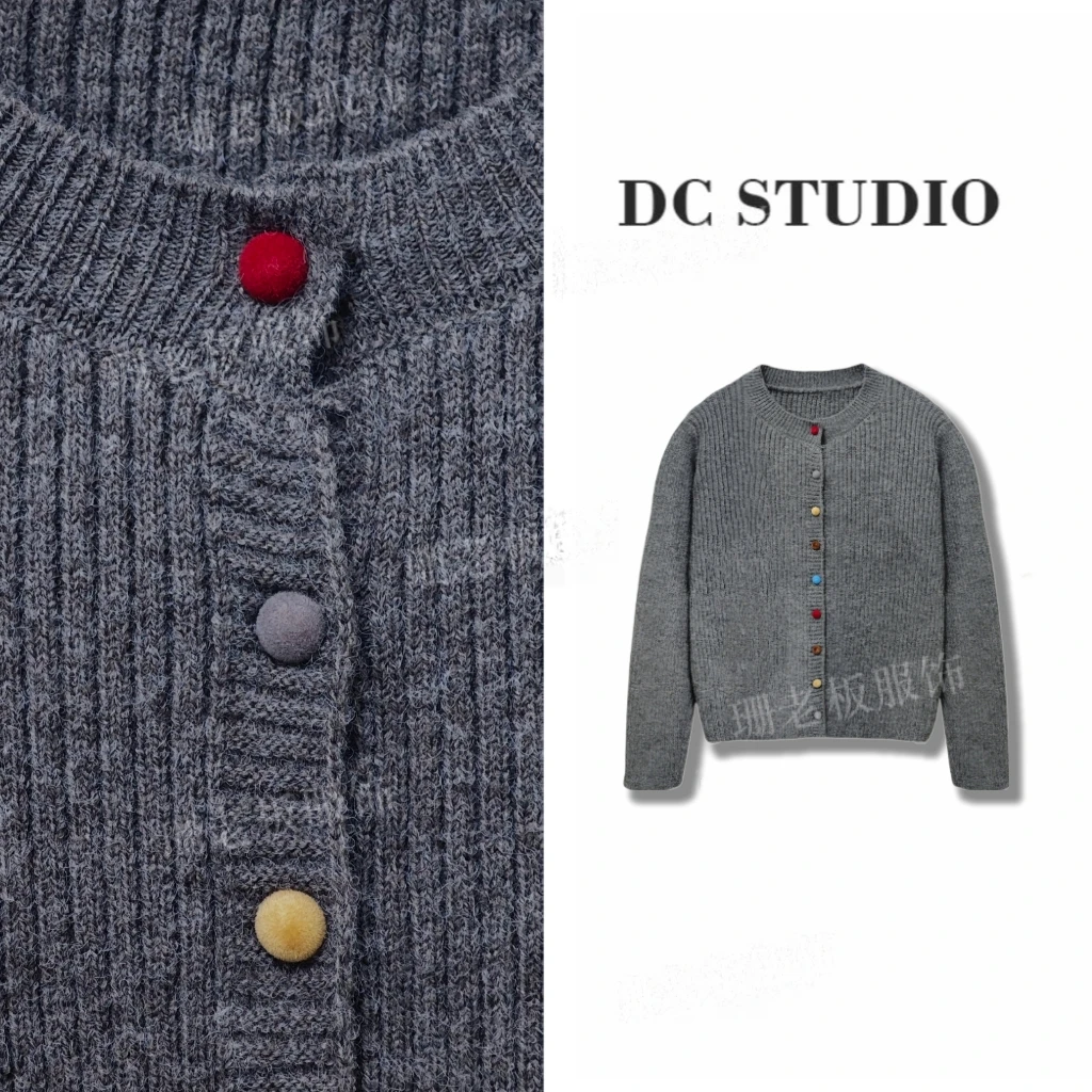 DC STUDIO【彩虹】冬季新款保暖休闲复古美式百搭撞色毛针织衫