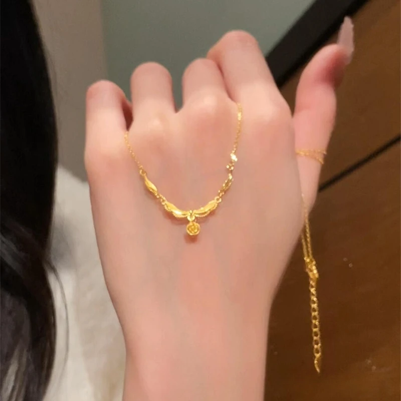 铜合金项链 浪漫玫瑰花项链女复古轻奢气质高级感在逃公主锁骨链