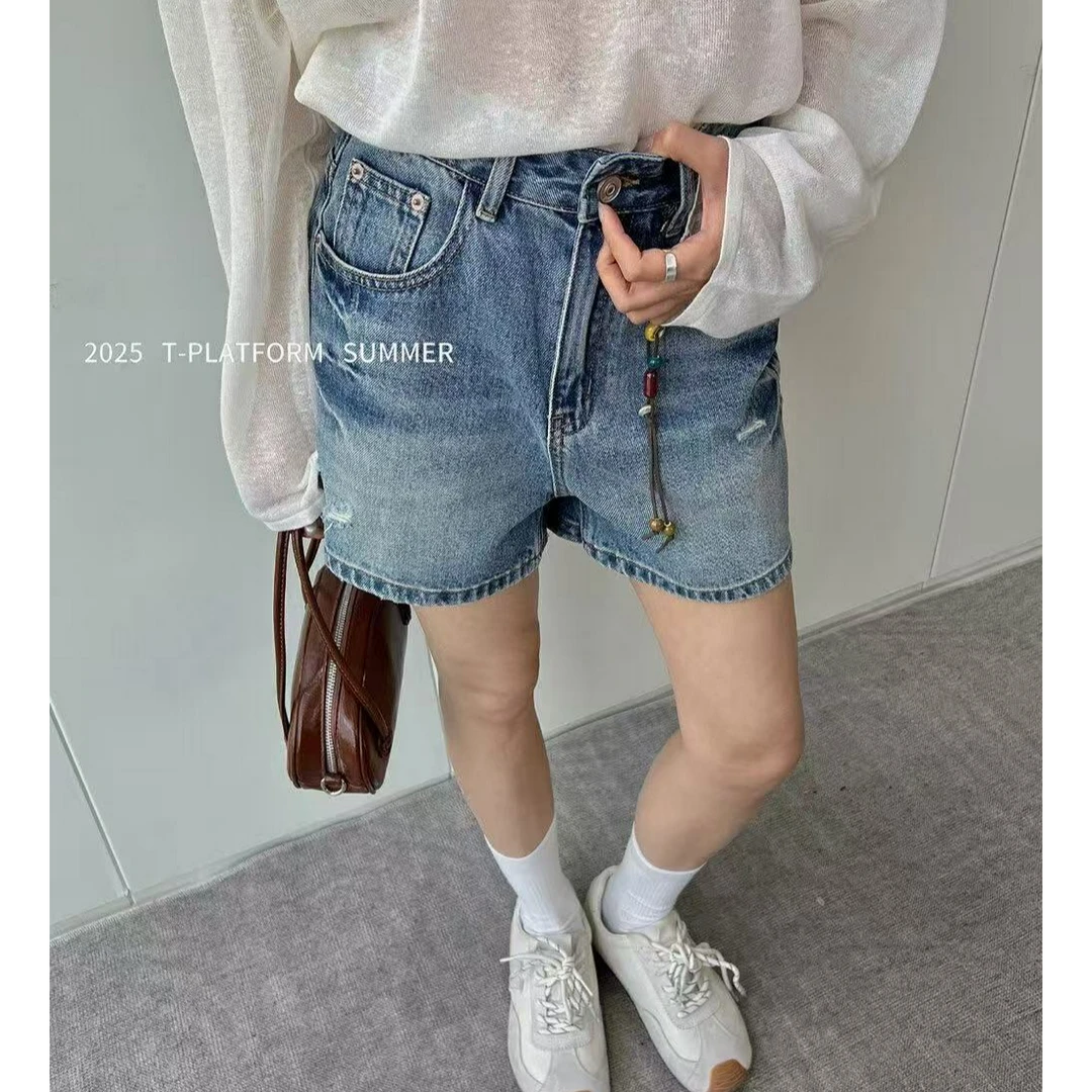 十三行T台-夏季福秒休闲百搭款牛仔短裤#25291