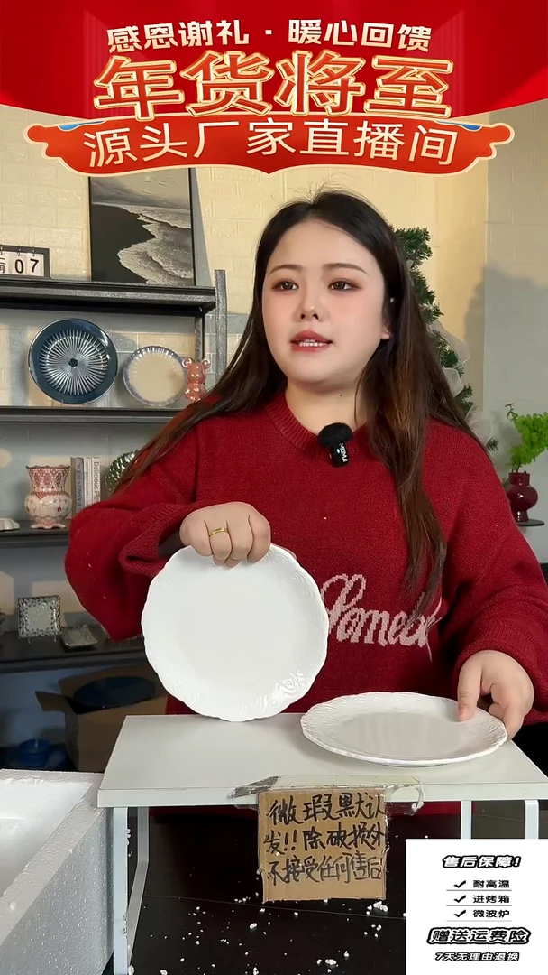 【闪购商品】瓷玫瑰花盘2只装