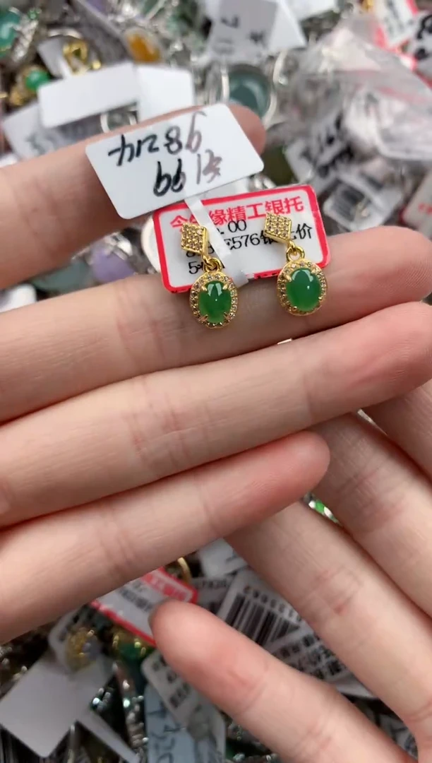 银S925镶嵌戒指翡翠444----9