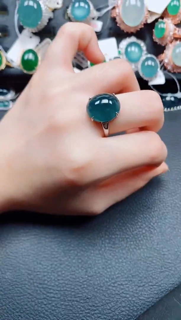 银S925镶嵌戒指翡翠翡翠